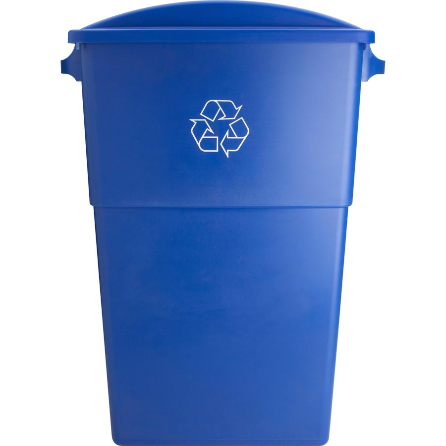 Genuine Joe 23-Gallon Recycling Bin Cutout Lid - Round - 1 Each - Blue. Picture 9