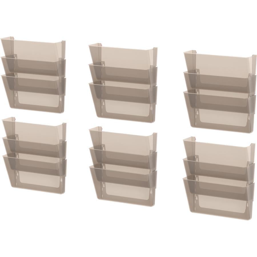 Storex Stacking Wall Pocket Set - 18 x File - 1 Pocket(s) - 7" Height x 4" Width16" Length - Stackable - Smoke - Poly - 3 / Set. Picture 6