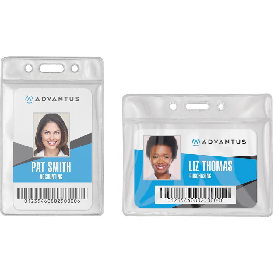 Advantus Vinyl ID Badge Holders - Support 2.50" x 3.50" Media - Vertical - Vinyl - 50 / Pack - Clear - Durable. Picture 3