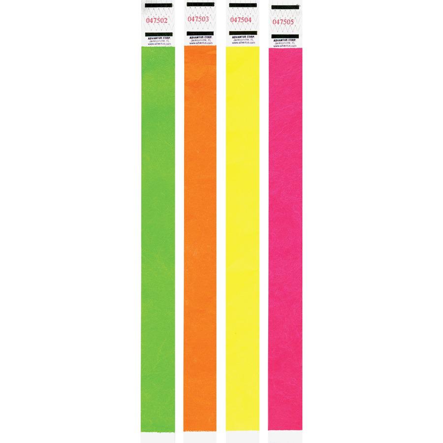Advantus Neon Tyvek Wristbands - 500 / Pack - Neon Pink - Tyvek. Picture 3