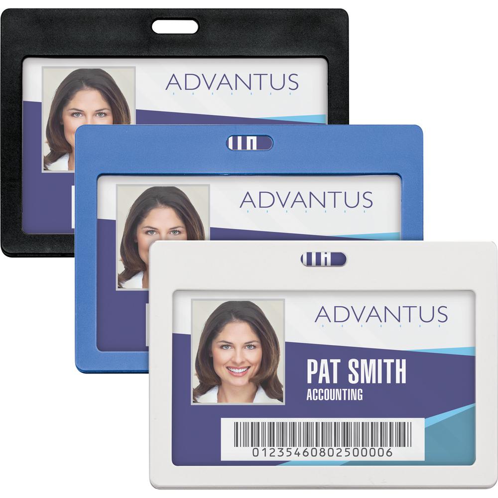 Advantus Horizontal Rigid ID Badge Holder - Support 3.25" x 2" Media - Horizontal - Plastic - 6 / Pack - White. Picture 7
