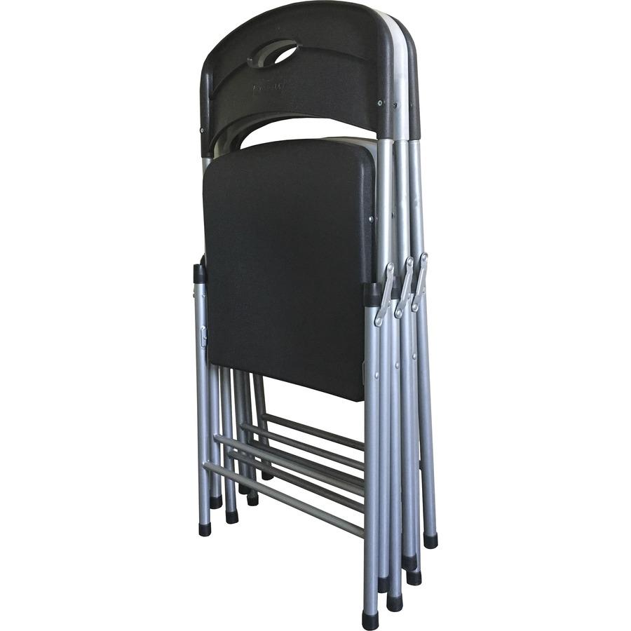 Lorell Heavy-duty Translucent Folding Chairs - Smoke Plastic Seat - Smoke Plastic Back - 4 / Carton. Picture 4