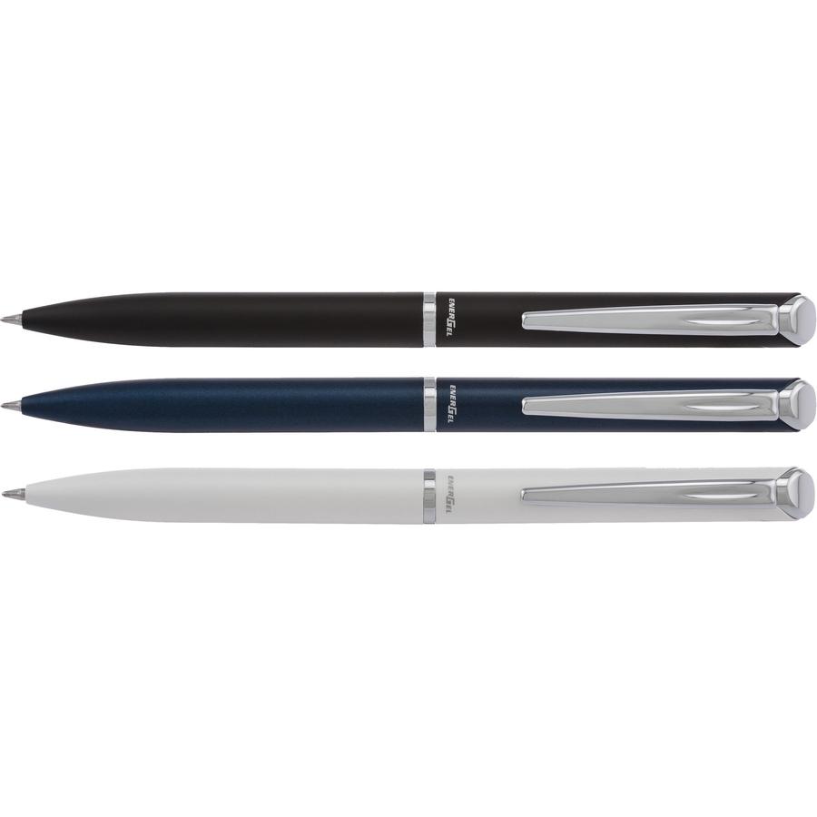 Pentel Style Liquid Gel Pen - 0.7 mm Pen Point Size - Refillable - Retractable - Black Gel-based Ink - Blue Metal Barrel - 1 Each. Picture 2