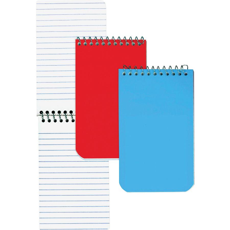 Rediform Wirebound Memo Notebooks - 60 Sheets - Wire Bound - 3" x 5" - White Paper - Assorted Cover - 12 / Box. Picture 2
