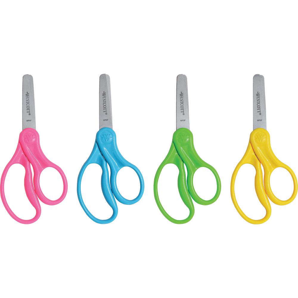 Westcott Blunt Tip 5" Kids Scissors - 5" Overall Length - Stainless Steel - Blunted Tip - Assorted - 30 / Pack. Picture 2