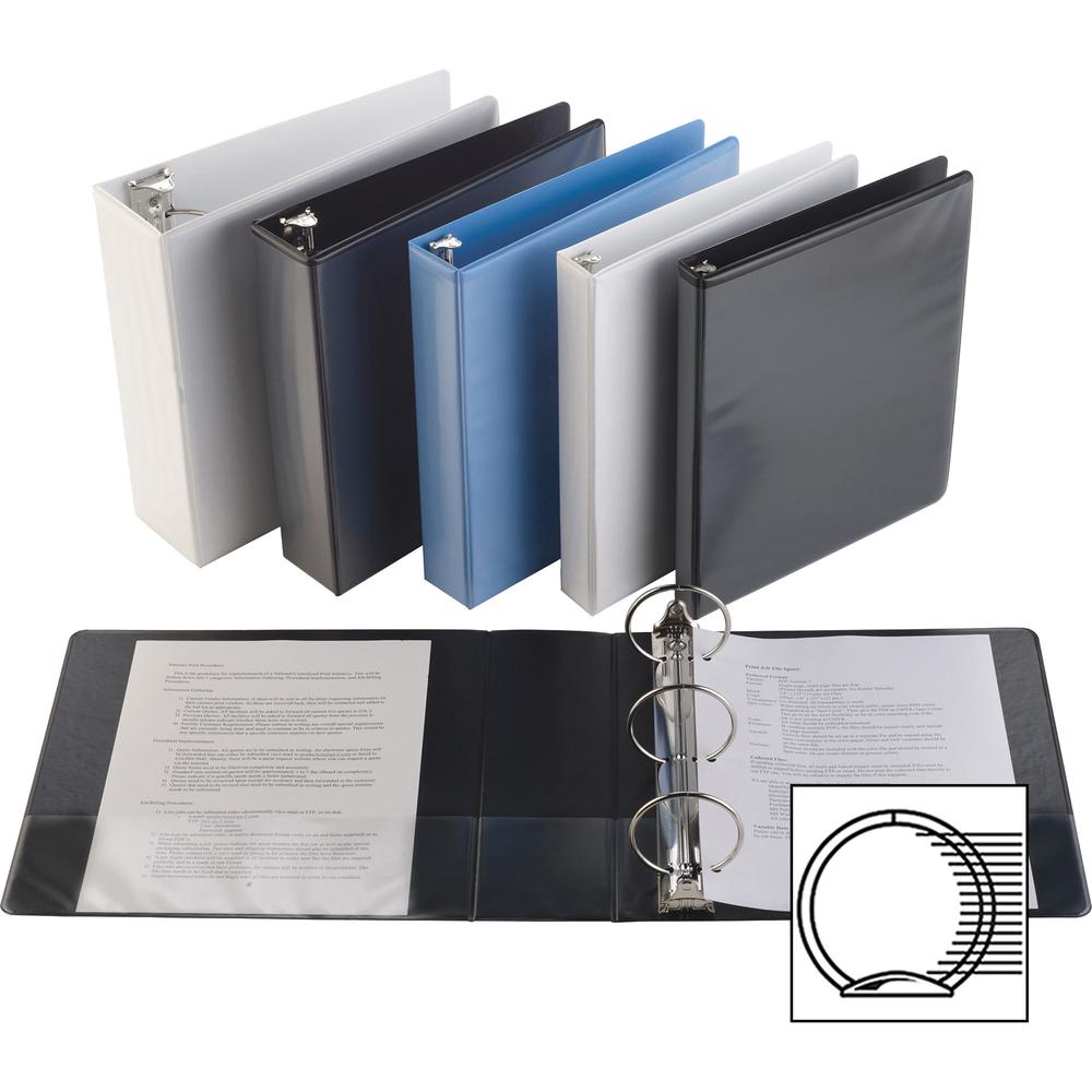 Business Source Round-ring View Binder - 1/2" Binder Capacity - Letter - 8 1/2" x 11" Sheet Size - 125 Sheet Capacity - Round Ring Fastener(s) - 2 Internal Pocket(s) - Polypropylene, Chipboard, Board . Picture 3