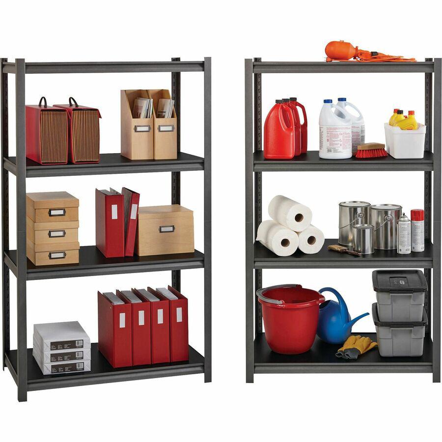 Lorell Iron Horse 3200 lb Capacity Riveted Shelving - 5 Shelf(ves) - 72" Height x 48" Width x 24" Depth - 30% Recycled - Black - Steel, Laminate - 1 Each. Picture 9