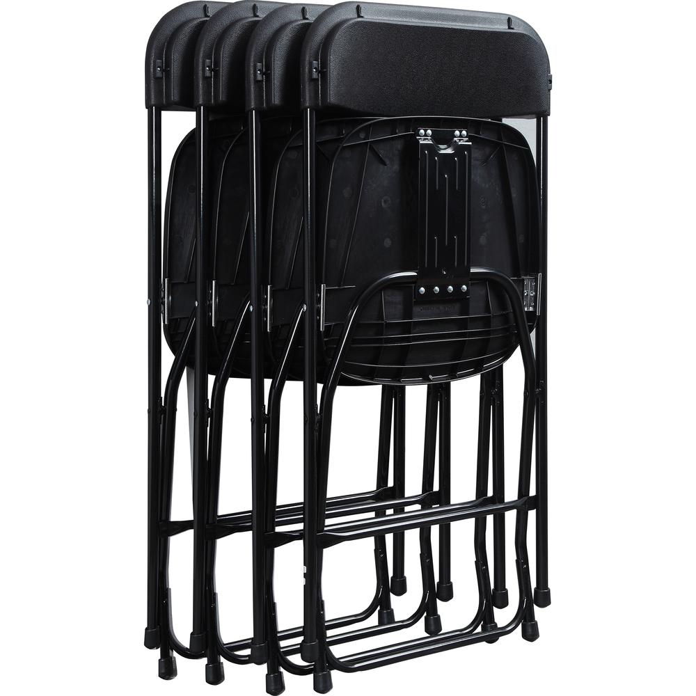 Lorell Plastic Folding Chair - X-Style Base - Black - Plastic - 4 / Carton. Picture 6
