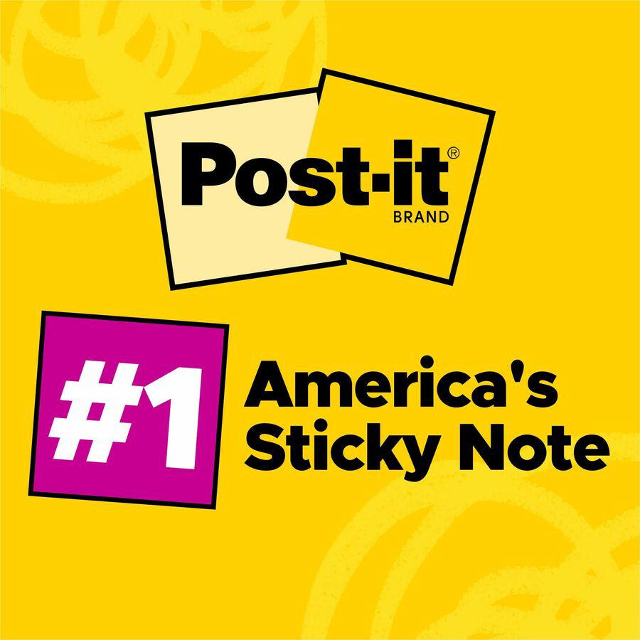 Post-it&reg; Notes Value Pack - 1 1/2" x 2" - Rectangle - 100 Sheets per Pad - Power Pink, Acid Lime, Aqua Splash, Vital Orange, Guava - Self-stick, Recyclable - 2400 / Pack. Picture 3