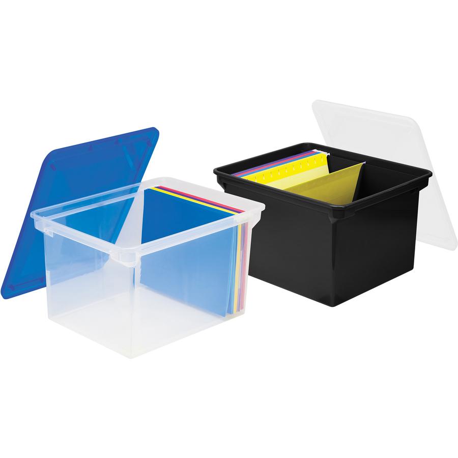 Storex Plastic File Tote Storage Box - Internal Dimensions: 15.50" Length x 12.25" Width x 9.25" Height - External Dimensions: 18.3" Length x 14" Width x 10.5"Height - 45 lb - Media Size Supported: Le. Picture 4