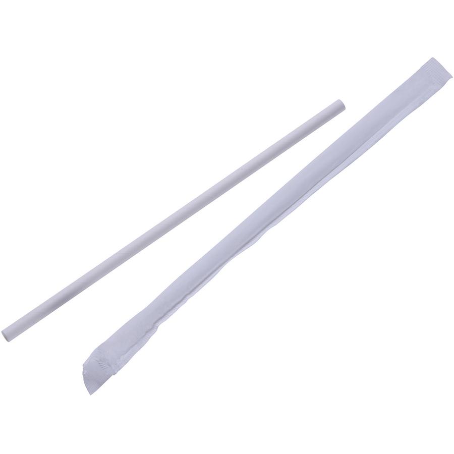 Genuine Joe Paper Straw - 7.3" Height x 0.3" Diameter - Paper - 500 / Box - White. Picture 3