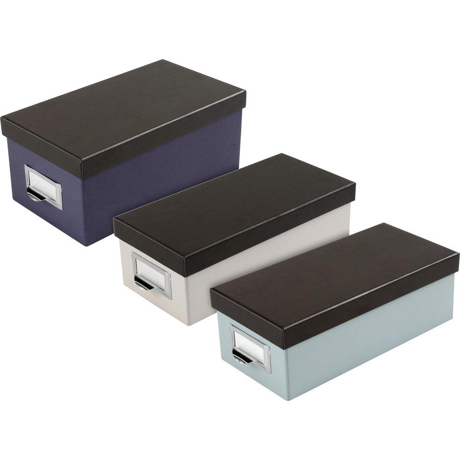 Oxford 3x5 Index Card Storage Box - External Dimensions: 11.5" Length x 5.5" Width x 3.9" Height - Media Size Supported: 3" x 5" - 1000 x Index Card (3" x 5") - Black, Marble White - For Index Card, N. Picture 3