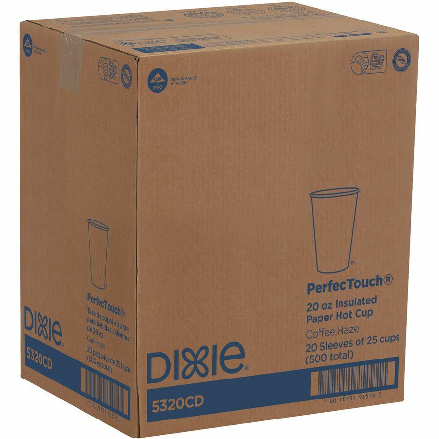 Dixie PerfecTouch 20 oz Insulated Paper Hot Coffee Cups by GP Pro - 25 / Pack - 20 / Carton - White, Green, Brown - Paper - Hot Drink. Picture 3