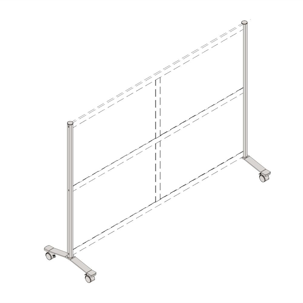 Lorell Adaptable Panel Legs for 71"H Configuration - 18.8" Width x 2" Depth x 48.8" Height - Aluminum - Silver. Picture 6