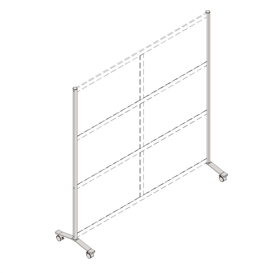 Lorell Adaptable Panel Legs for 50"H Configuration - 18.8" Width x 2" Depth x 71" Height - Aluminum - Silver. Picture 9