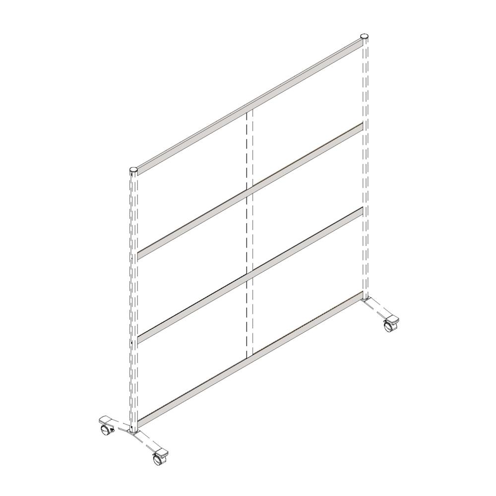 Lorell Double-wide Horizontal Panel Strip for Adaptable Panel System - 67" Width x 0.5" Depth x 1.8" Height - Aluminum - Silver. Picture 2