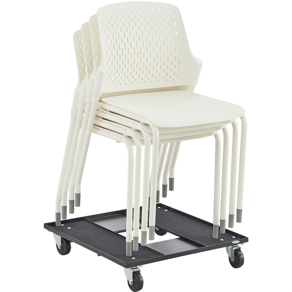 Safco Next Stack Chair - White Polypropylene Seat - White Polypropylene Back - Tubular Steel Frame - Four-legged Base - 4 / Carton. Picture 4