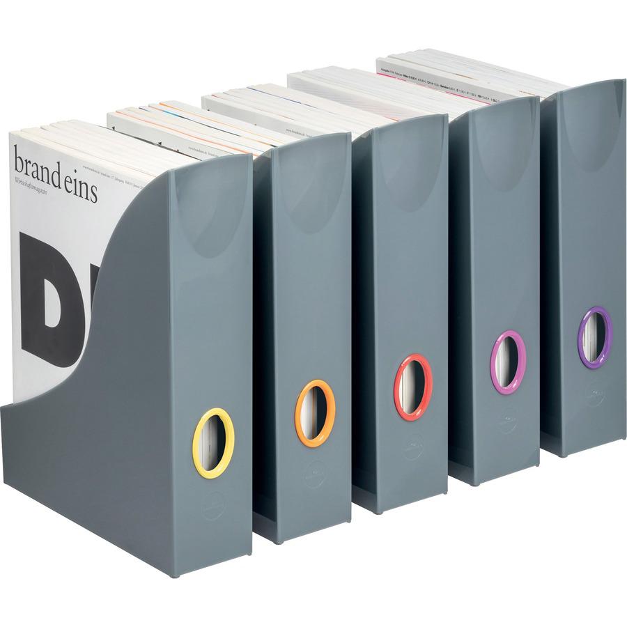 DURABLE VARICOLOR Magazine Rack Set, Gray/Multicolor - 5 pack - Gray, Multicolor - 5 / Carton. Picture 3