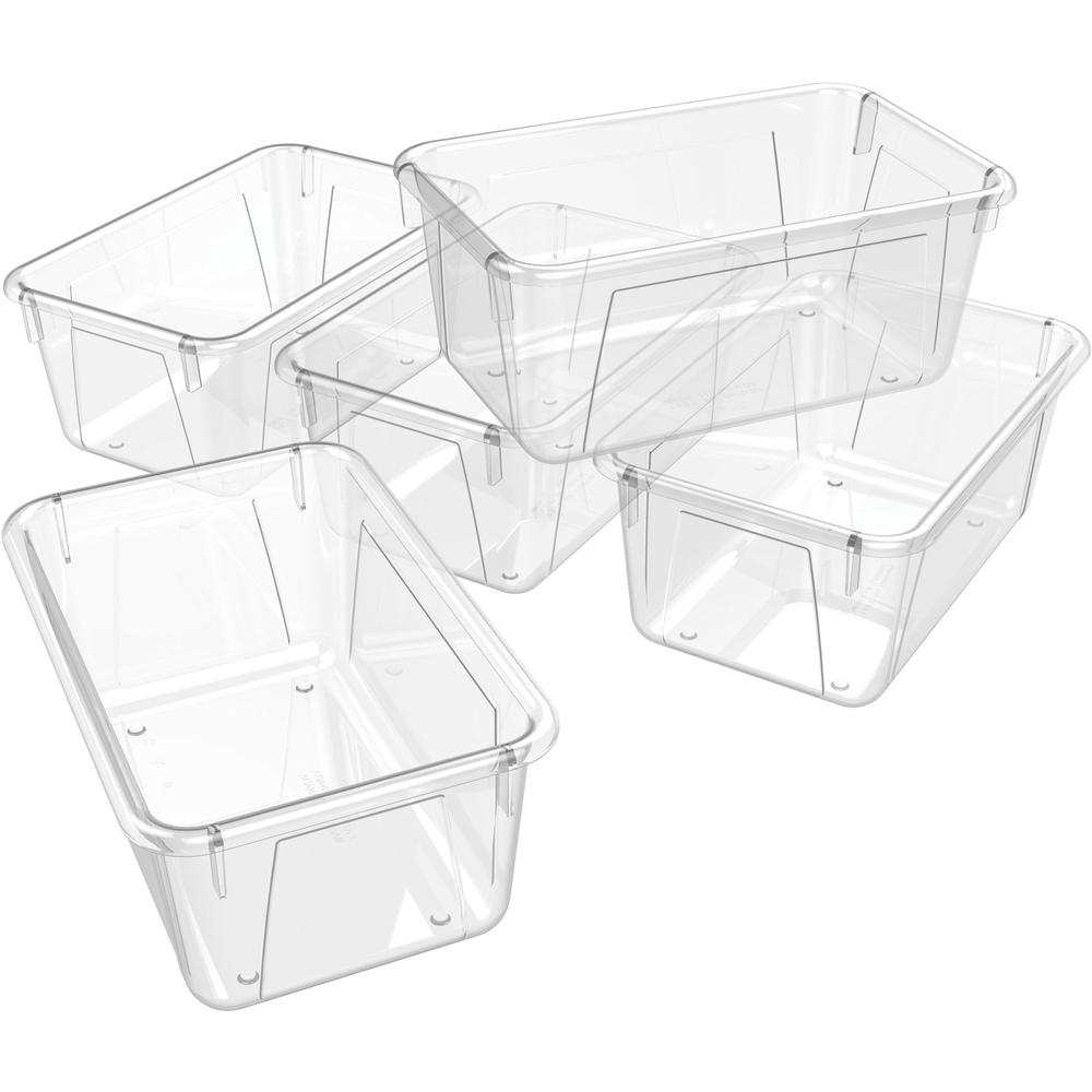 Storex Crystal Clear Cubby Bin - 5.2" Height x 7.8" Width12.1" Length - Clear - 5 / Carton. Picture 4