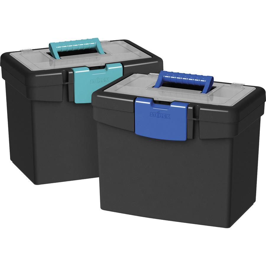 Storex File Storage Box with XL Storage Lid - External Dimensions: 10.9" Length x 13.3" Width x 11" Height - 30 lb - Media Size Supported: Letter 8.50" x 11" - Clamping Latch Closure - Plastic - Black. Picture 4