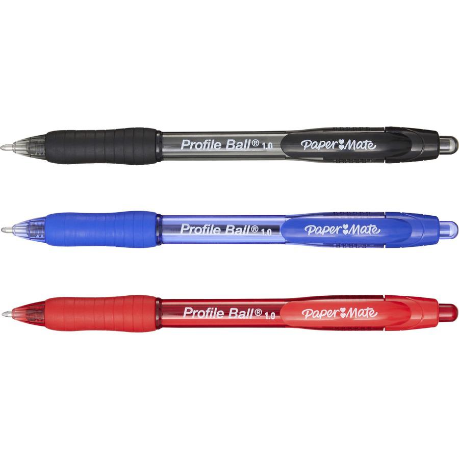 Paper Mate Profile 1.0mm Ballpoint Pens - Medium Pen Point - 1 mm Pen Point Size - Conical Pen Point Style - Retractable - Black - Black Barrel - 1 Dozen. Picture 6
