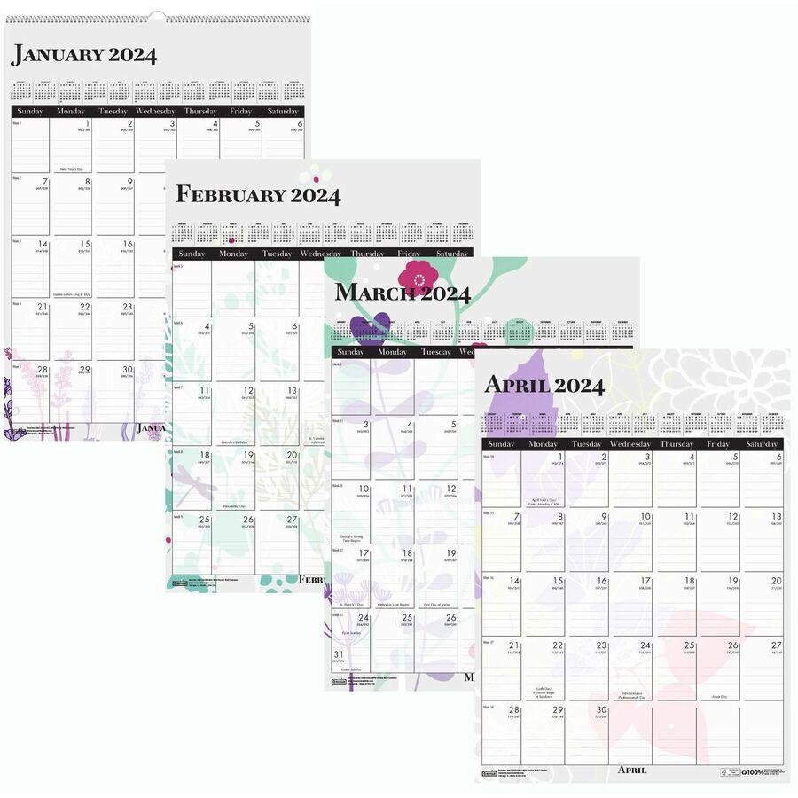 House of Doolittle Wild Flower Monthly Wall Calendar - Large Size - Julian Dates - Monthly - 12 Month - January - December - 1 Month Single Page Layout - Wire Bound - Chipboard - 16.5" Height x 12" Wi. Picture 15