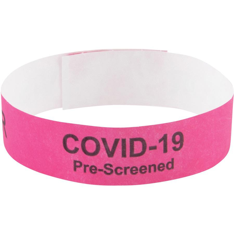 Advantus COVID Prescreened Visitor Wristbands - 3/4" Width x 10" Length - Rectangle - Pink - Tyvek - 500 / Pack. Picture 7