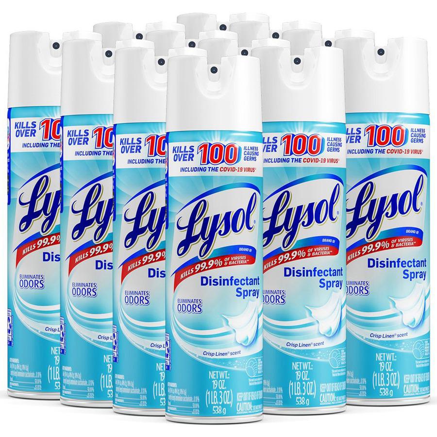 Lysol Crisp Linen Disinfectant Spray - 19 fl oz (0.6 quart) - Crisp Linen Scent - 1 Each - Clear. Picture 6