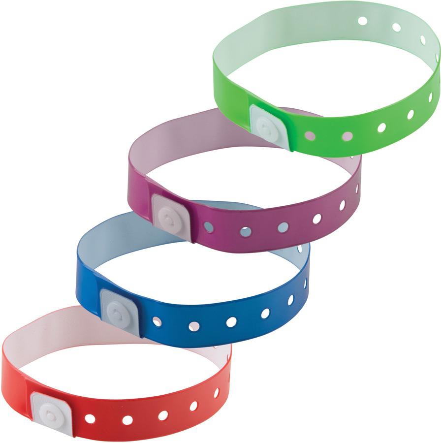 Advantus Colored Vinyl Wristbands - 100 / Pack - 0" Height x 0.6" Width x 9.8" Length - Red - Vinyl. Picture 5