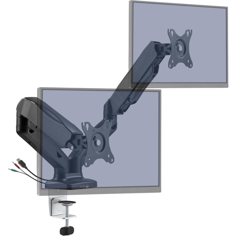 Lorell Mounting Arm for Monitor - Black - Height Adjustable - 2 Display(s) Supported - 14.30 lb Load Capacity - 75 x 75, 100 x 100 - 1 Each. Picture 7
