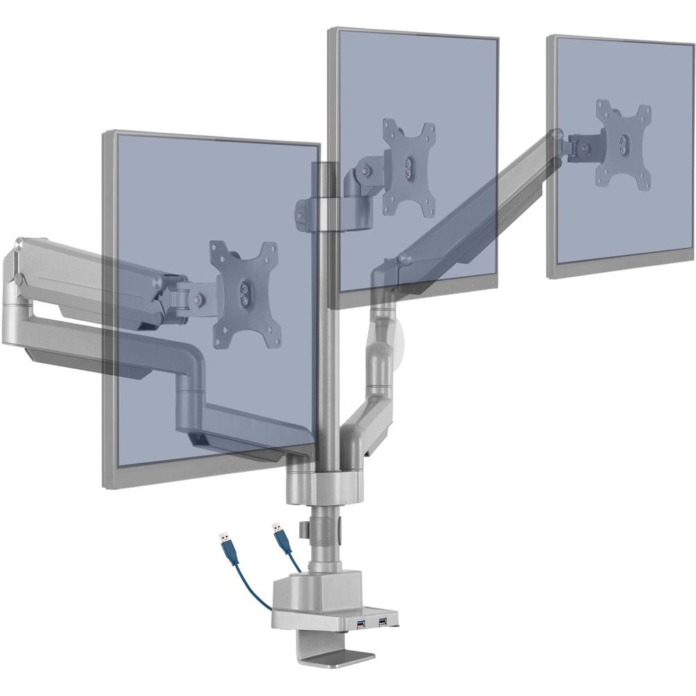 Lorell Mounting Arm for Monitor - Gray - Height Adjustable - 3 Display(s) Supported - 15.40 lb Load Capacity - 75 x 75, 100 x 100 - 1 Each. Picture 6