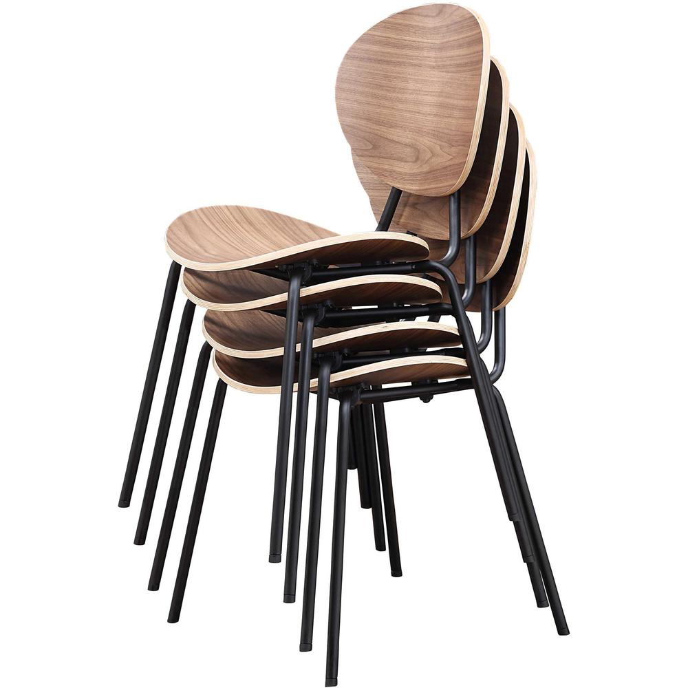 Lorell Bentwood Cafe Chairs - Plywood Seat - Plywood Back - Metal, Powder Coated Steel Frame - Walnut - 2 / Carton. Picture 5
