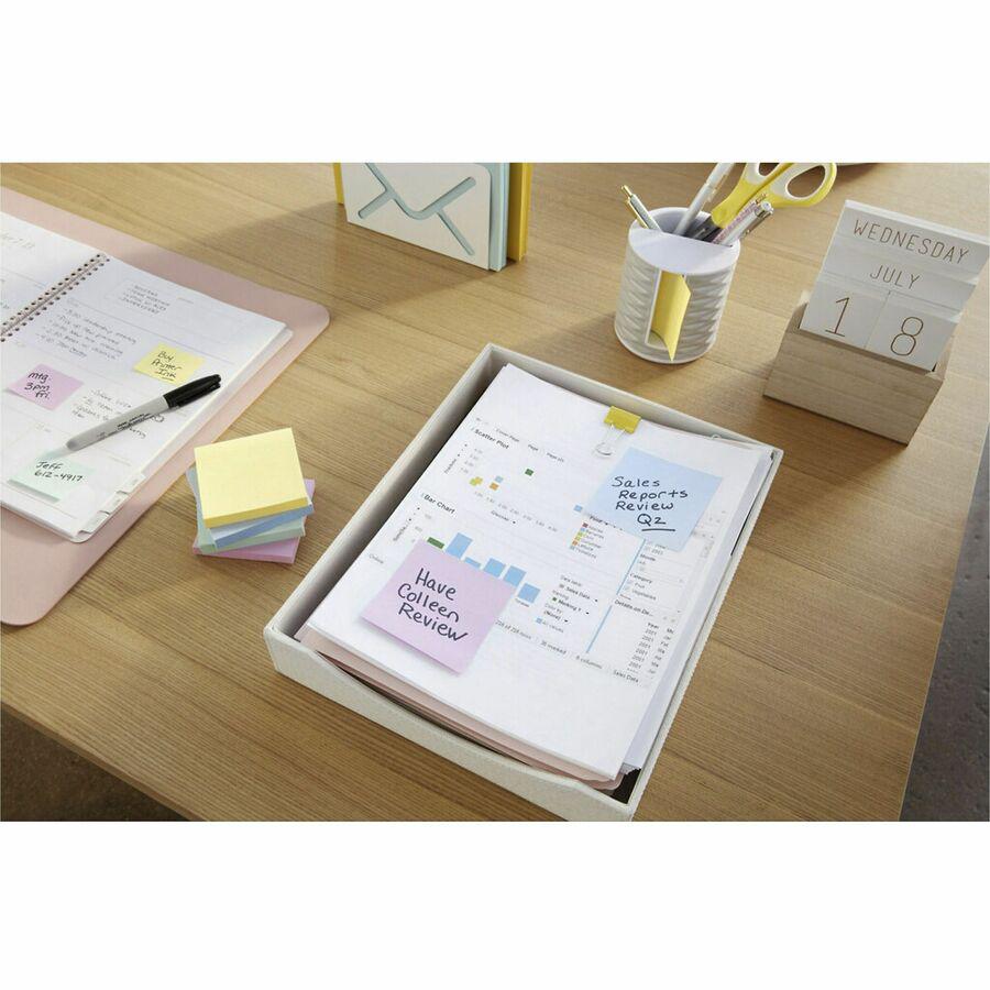 Post-it&reg; Greener Dispenser Notes - 3" x 3" - Square - 100 Sheets per Pad - Positively Pink, Fresh Mint, Moonstone - Paper - Self-stick, Removable, Recyclable, Pop-up, Residue-free, Eco-friendly - . Picture 5