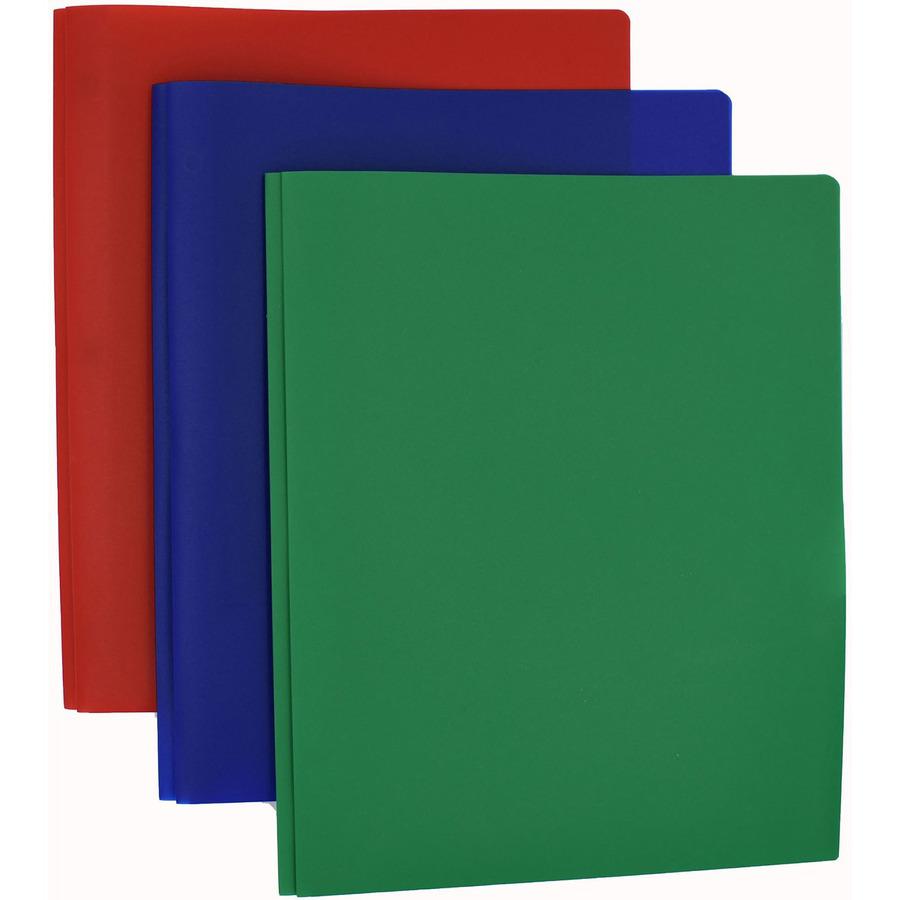 Smead Letter Fastener Folder - 8 1/2" x 11" - 180 Sheet Capacity - 2 x Double Tang Fastener(s) - 2 Inside Back Pocket(s) - Polypropylene - Red, Green, Blue - 72 / Carton. Picture 2