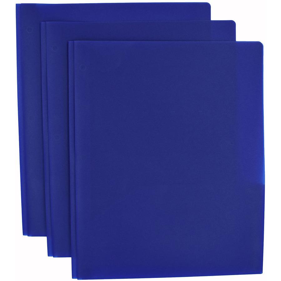 Smead Letter Fastener Folder - 8 1/2" x 11" - 180 Sheet Capacity - 2 x Double Tang Fastener(s) - 2 Inside Back Pocket(s) - Polypropylene - Blue - 72 / Carton. Picture 5