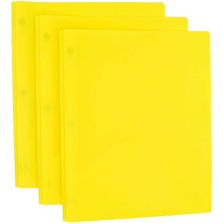 Smead Letter Fastener Folder - 8 1/2" x 11" - 180 Sheet Capacity - 2 x Double Tang Fastener(s) - 2 Inside Back Pocket(s) - Polypropylene - Yellow - 72 / Carton. Picture 6