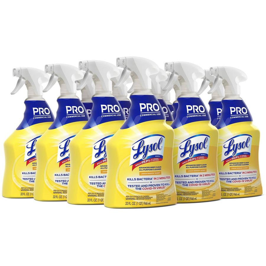 Lysol Advanced Deep Cleaner - 32 fl oz (1 quart) - 32 oz (2 lb) - Lemon Breeze ScentSpray Bottle - 1 Each - Disinfectant - Clear. Picture 6