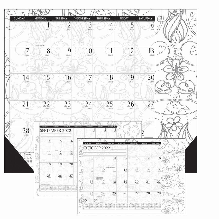 House of Doolittle Academic Doodle Monthly Desk Pad Calendar - Academic - Julian Dates - Monthly - 12 Month - August 2023 - July 2024 - 1 Month Single Page Layout - 22" x 17" Sheet Size - 2.38" x 1.88. Picture 3