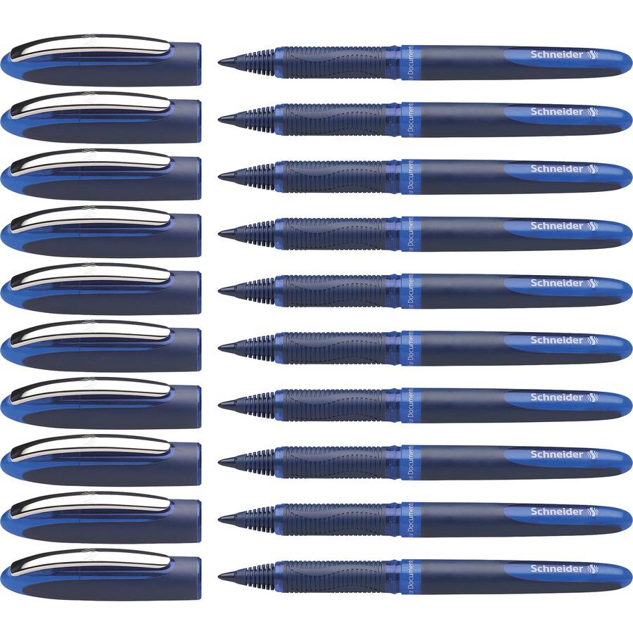 Schneider One Business Rollerball - Medium Pen Point - 0.6 mm Pen Point Size - Blue - Blue, Dark Blue Barrel - 10 / Pack. Picture 5