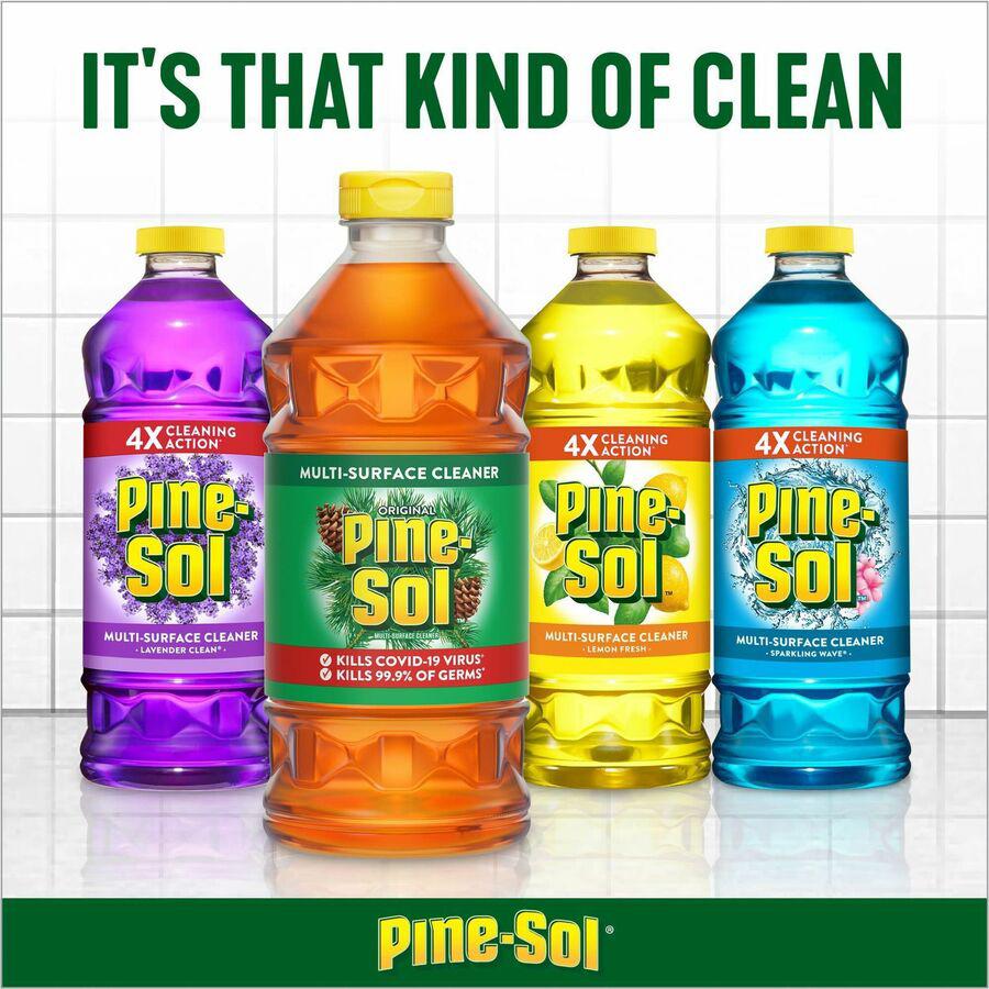 Pine-Sol All Purpose Multi-Surface Cleaner - Concentrate - 28 fl oz (0.9 quart) - Lemon Fresh Scent - 12 / Carton - Deodorize, Long Lasting, Non-sticky, Rinse-free, Disinfectant - Yellow. Picture 15