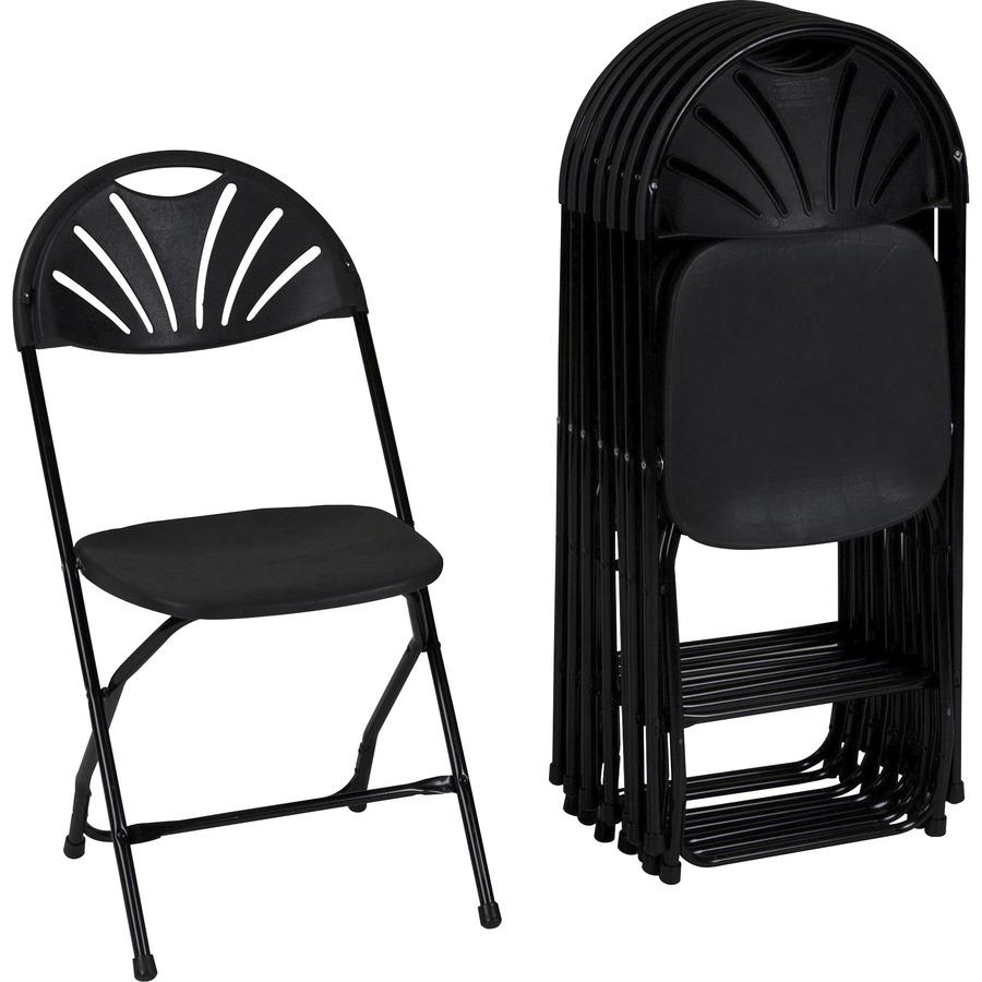 Dorel Zown Premium Fan Back Folding Chair - Black Seat - Black Polyethylene Back - Black Powder Coated Steel Frame - Four-legged Base - 8 / Carton. Picture 10