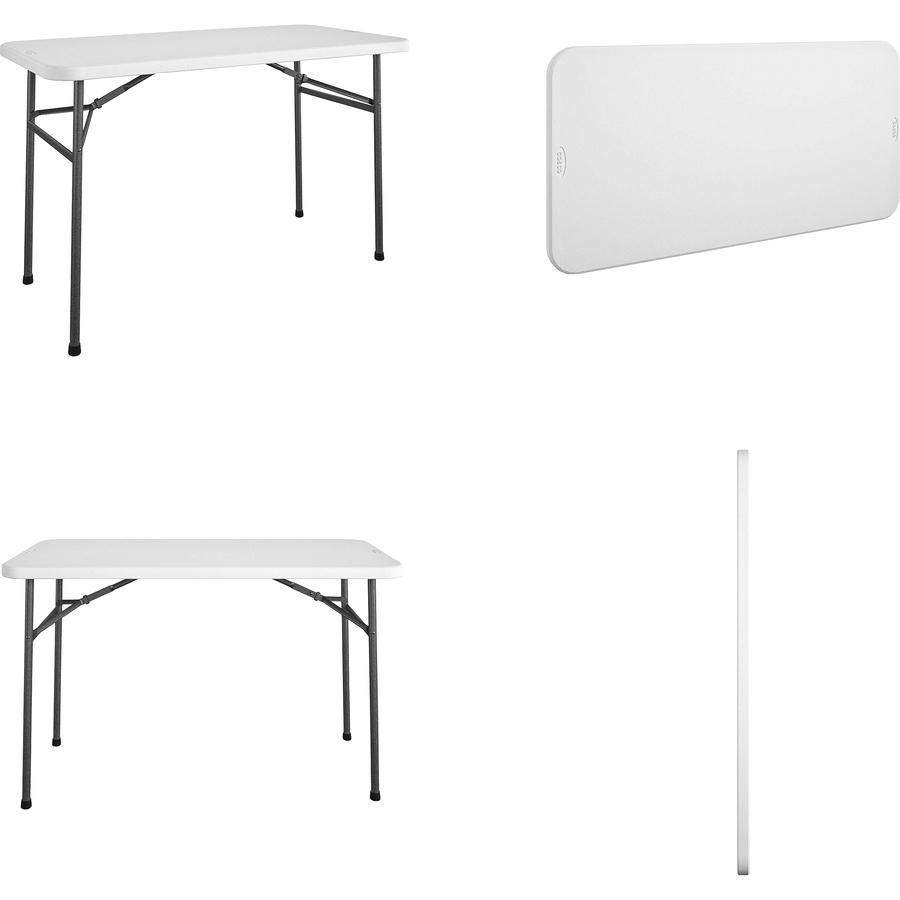 Cosco Straight Folding Utility Table - Rectangle Top - Four Leg Base - 4 Legs - 200 lb Capacity x 48" Table Top Width x 24" Table Top Depth - 29.25" Height - White - 1 Each. Picture 9