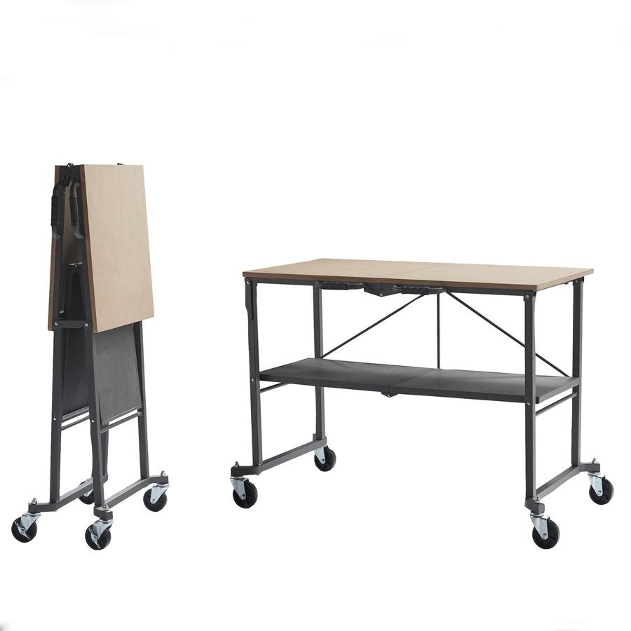 Cosco Smartfold Portable Work Desk Table - Rectangle Top - Four Leg Base - 4 Legs x 51.40" Table Top Width x 26.50" Table Top Depth - 34" Height - Gray - Steel - Medium Density Fiberboard (MDF) Top Ma. Picture 5