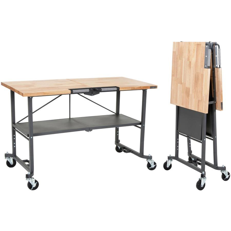 Cosco SmartFold Butcher Block Portable Workbench - 400 lb Capacity - 52" Table Top Width x 34.80" Table Top Depth - 25.50" HeightAssembly Required - Gray - 1 Each. Picture 6