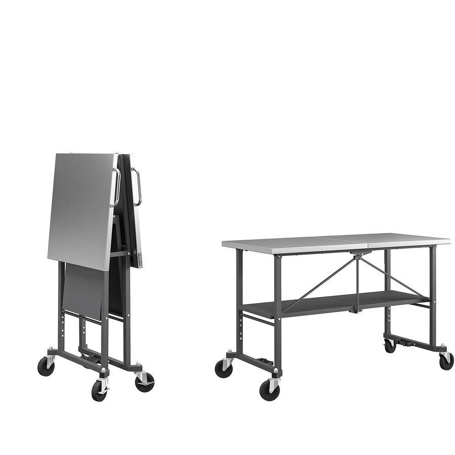 Cosco Commercial SmartFold Portable Workbench - Four Leg Base - 4 Legs - 700 lb Capacity x 52" Table Top Width x 25.50" Table Top Depth - 34.70" Height - Assembly Required - Gray - Stainless Steel - S. Picture 2
