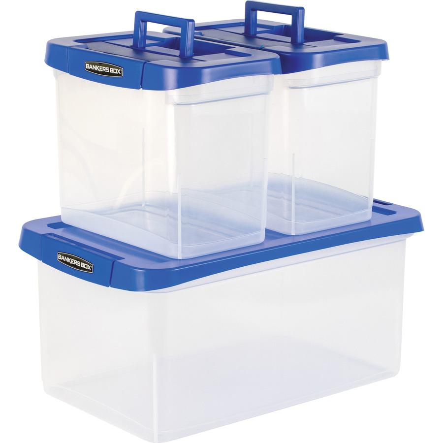 Bankers Box Heavy-Duty File Box - External Dimensions: 14.2" Width x 22.4" Depth x 10.6" Height - Media Size Supported: Letter 8.50" x 11" - Lid Lock Closure - Stackable - Plastic, Polypropylene - Cle. Picture 7