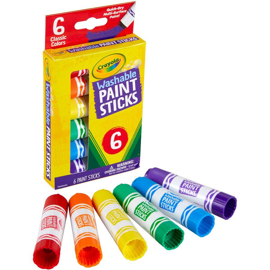 Crayola Washable Paint Sticks - 6 / Pack - Red, Orange, Yellow, Blue, Green, Purple. Picture 2