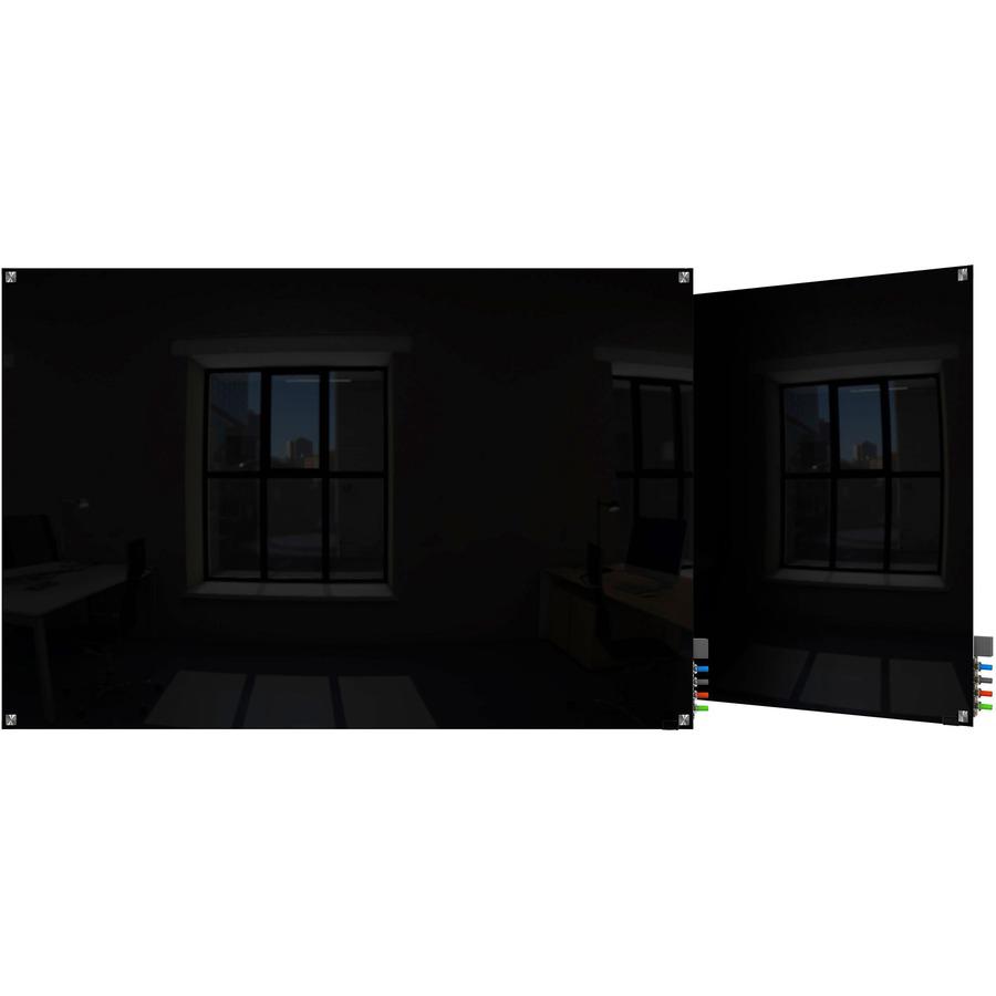 Ghent Harmony Dry Erase Board - 36" (3 ft) Width x 24" (2 ft) Height - Tempered Glass Surface - Black Back - Square - 1 Each. Picture 3