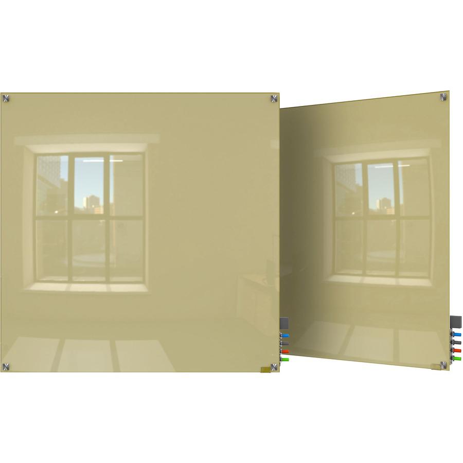 Ghent Harmony Dry Erase Board - 48" (4 ft) Width x 48" (4 ft) Height - Tempered Glass Surface - Beige Back - Square - 1 Each. Picture 2