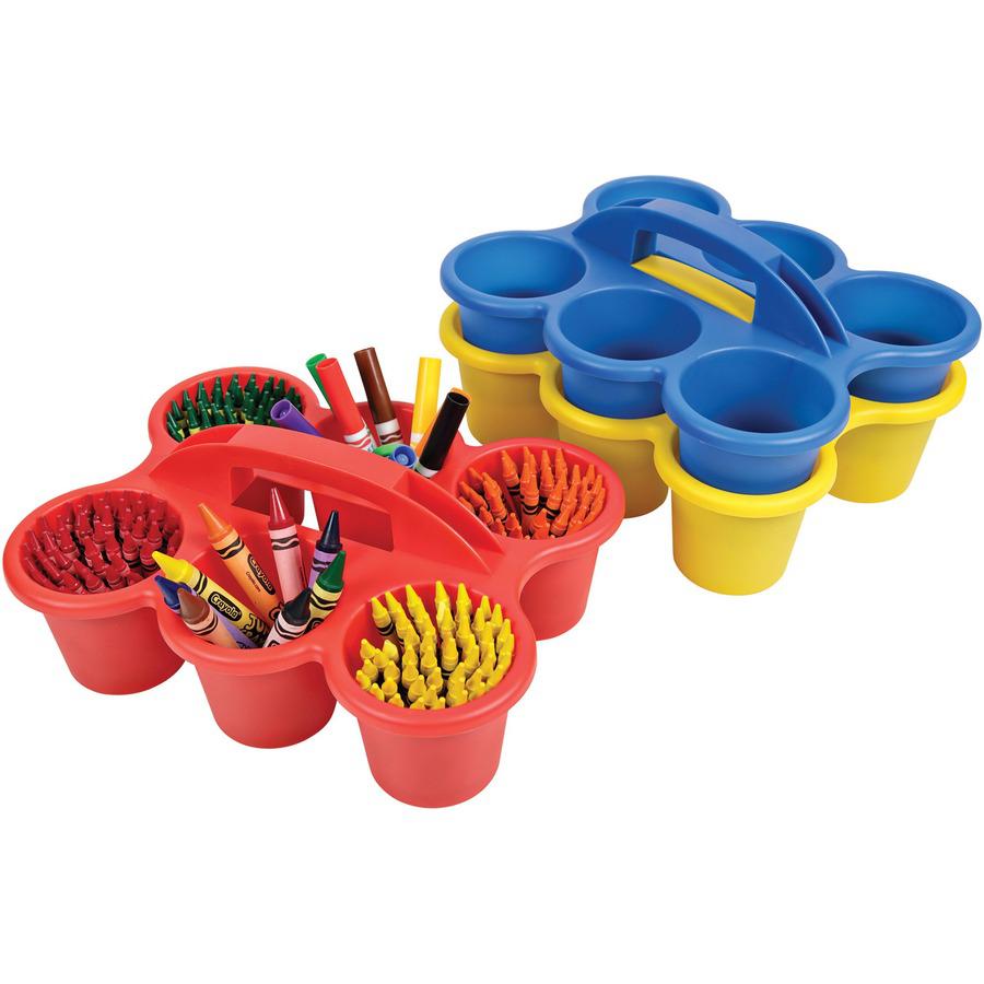 Deflecto Antimicrobial Kids 6 Cup Caddy - 6 Compartment(s) - 5.3" Height x 12.1" Width x 9.6" Depth - Lightweight, Portable, Antimicrobial, Easy to Clean, Handle, Stackable, Mildew Resistant - Yellow . Picture 3